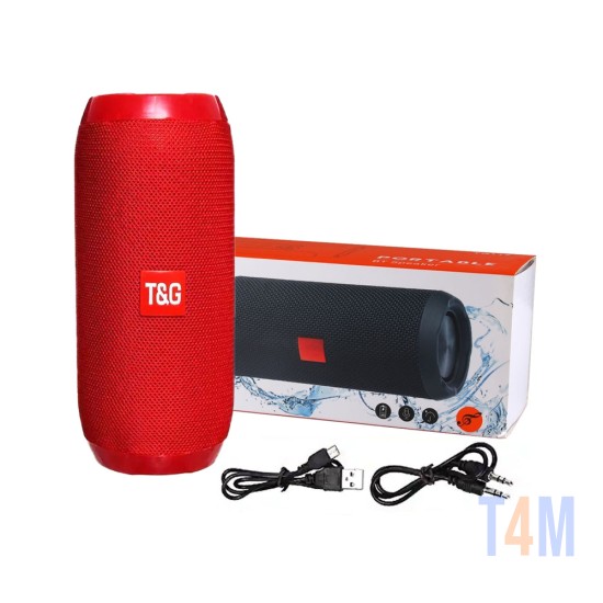 CAIXA DE COLUNA SEM FIO BLUETOOTH T&G TG-117 TF CARTÃO/DISCO U/AUXILIAR/RÁDIO FM 4.2 VERMELHO